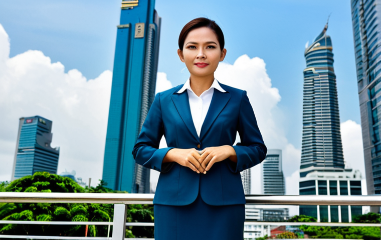 Modern Bangkok Professional**

"A Thai businesswoman in a modern, modest business suit standing in front of a Bangkok skyscraper during the day, fully clothed, appropriate attire, safe for work, perfect anatomy, natural proportions, professional photography, high quality. The outfit is professional and culturally respectful, the lighting is bright and optimistic. Family-friendly."

**